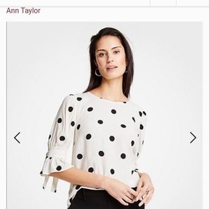 Ann Taylor black & white polka dot size Large